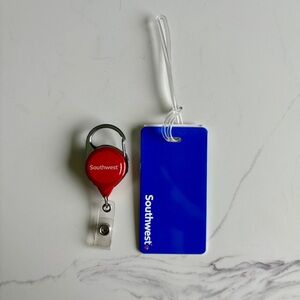 Southwest Blue Luggage Tag and Red Retractable Badge Reel